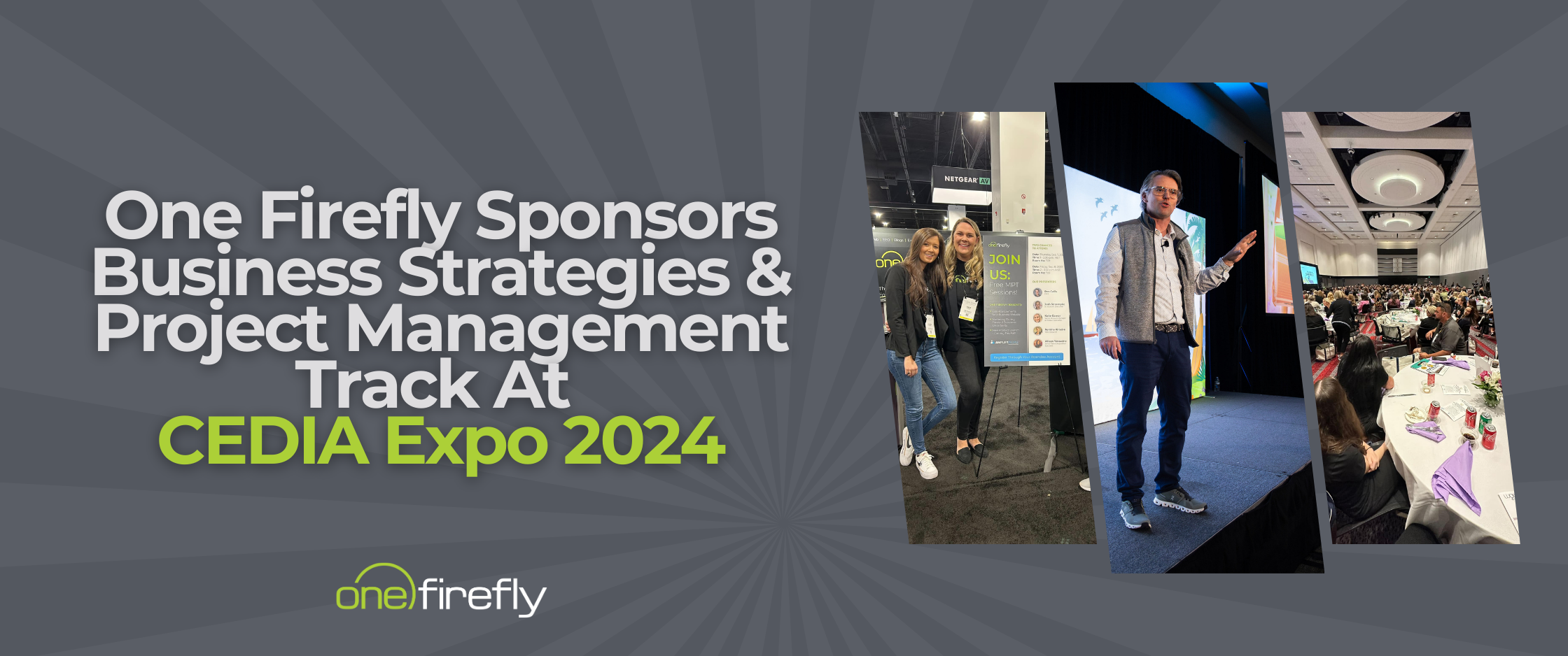 Announcement graphic for One Firefly’s CEDIA Expo 2024 sponsorship.