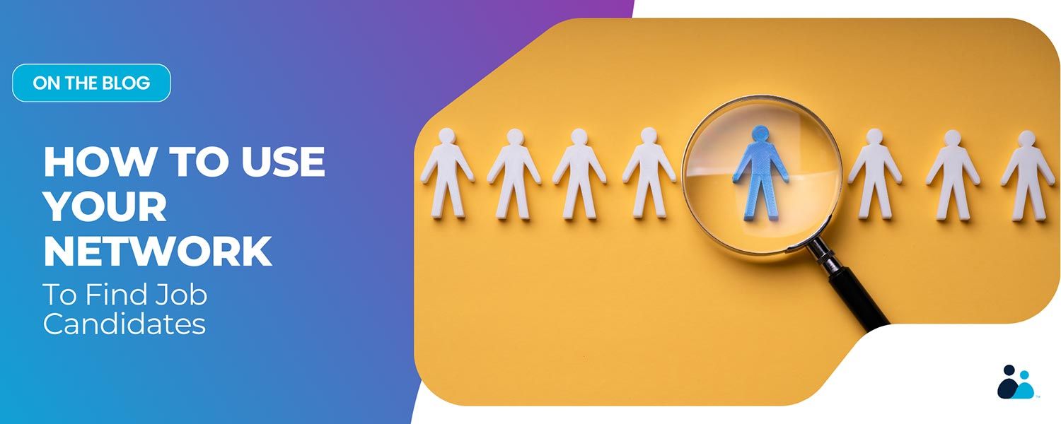 A magnifying glass highlighting a blue figure among white paper cutouts of people on a yellow background.