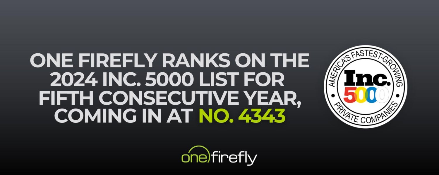 Announcement graphic for One Firefly’s inclusion in the Inc. 5000 list